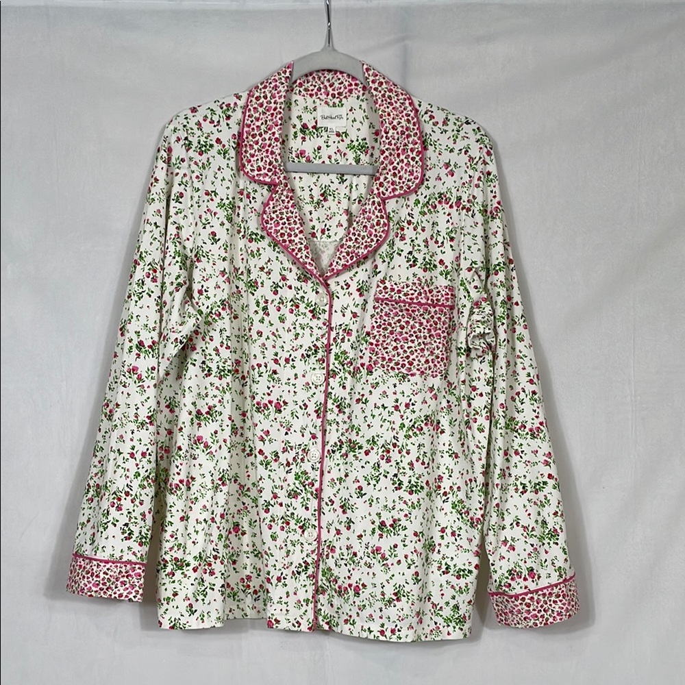 Bed Head Pajama Top NWOT Size XL Pink Floral Super Soft Organic Cotton